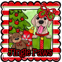 Thumbnail for Labrador Wreath Sign, Jingle Paws Dog Sign, 12