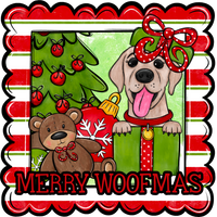 Thumbnail for Labrador Wreath Sign, Merry Woofmas Dog Sign, 12