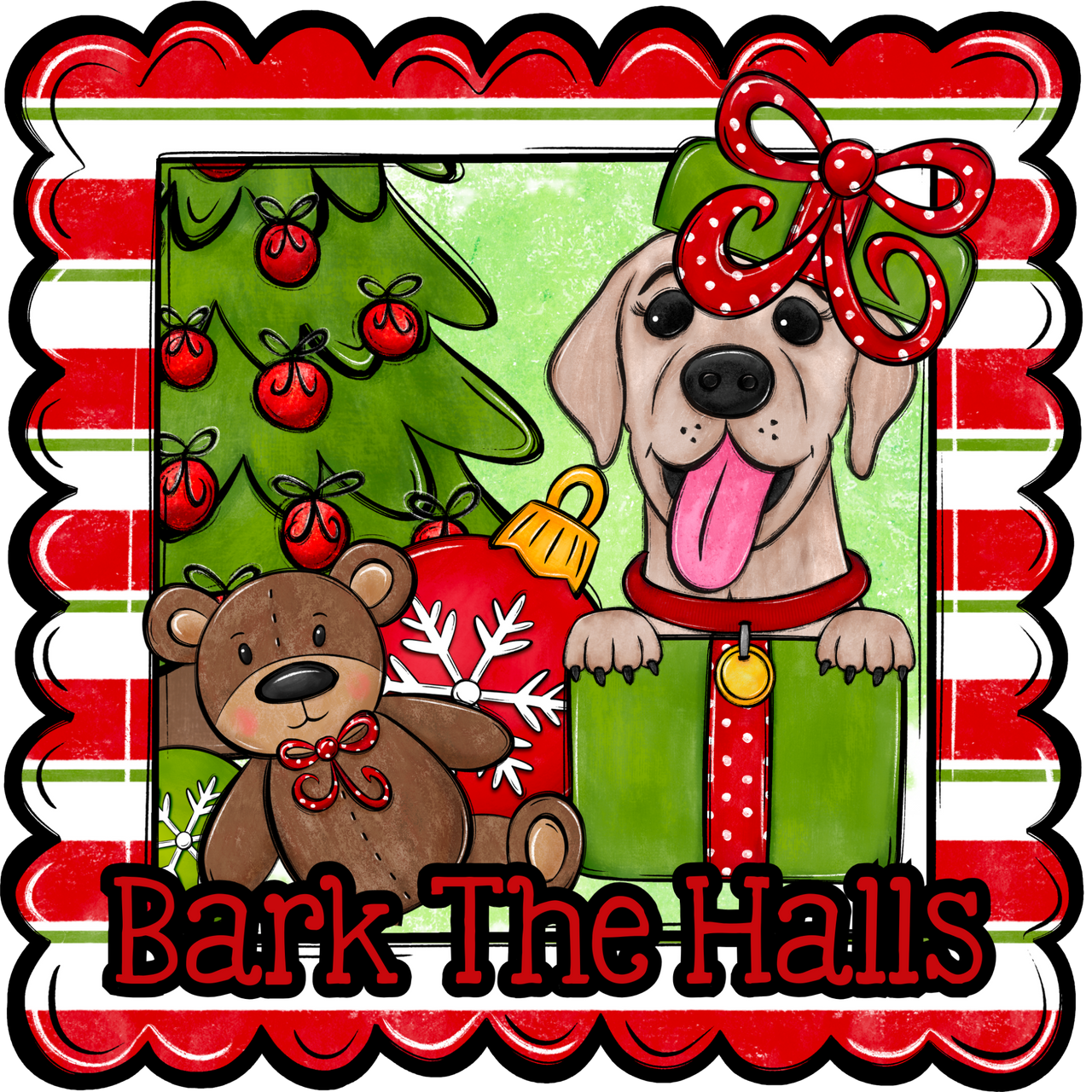Labrador Wreath Sign, Bark The Halls Dog Sign, 12" Wreath Sign, DCO-W-00128