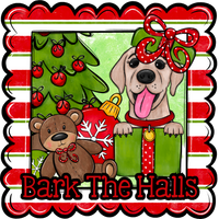 Thumbnail for Labrador Wreath Sign, Bark The Halls Dog Sign, 12