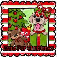 Thumbnail for Labrador Wreath Sign, Home Fur Christmas Dog Sign, 12