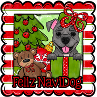 Thumbnail for Pit Bull Wreath Sign, Feliz NaviDog Dog Sign, 12