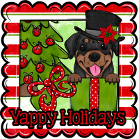 Thumbnail for Rottweiler Wreath Sign, Yappy Holidays Dog Sign, 12