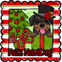 Thumbnail for Rottweiler Wreath Sign, Feliz NaviDog Dog Sign, 12