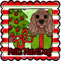 Thumbnail for Cocker Spaniel Wreath Sign, Feliz NaviDog Dog Sign, 12