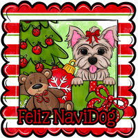 Thumbnail for Yorkie Wreath Sign, Feliz NaviDog Dog Sign, 12