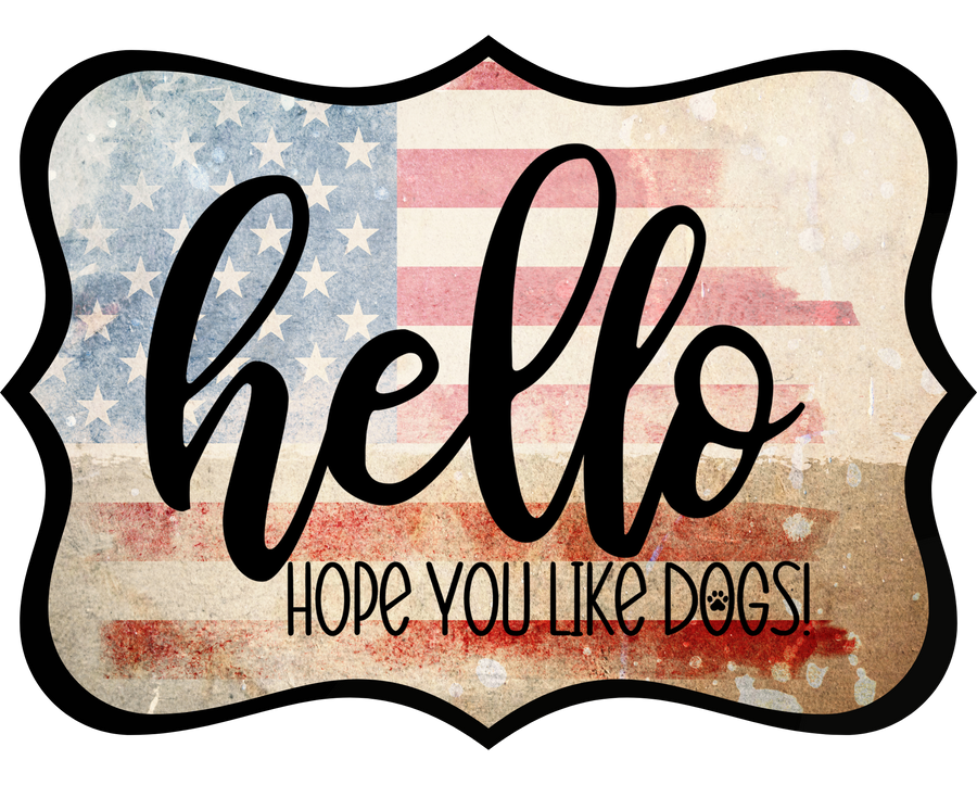 Hello Hope You Like Dogs 14" Wood Wreath Sign - DCO-W-1380