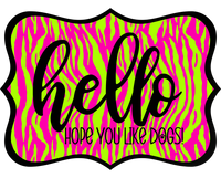 Thumbnail for Hello Hope You Like Dogs 14" Wood Wreath Sign - DCO-W-1410