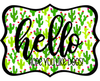 Thumbnail for Hello Hope You Like Dogs 14" Wood Wreath Sign - DCO-W-1439