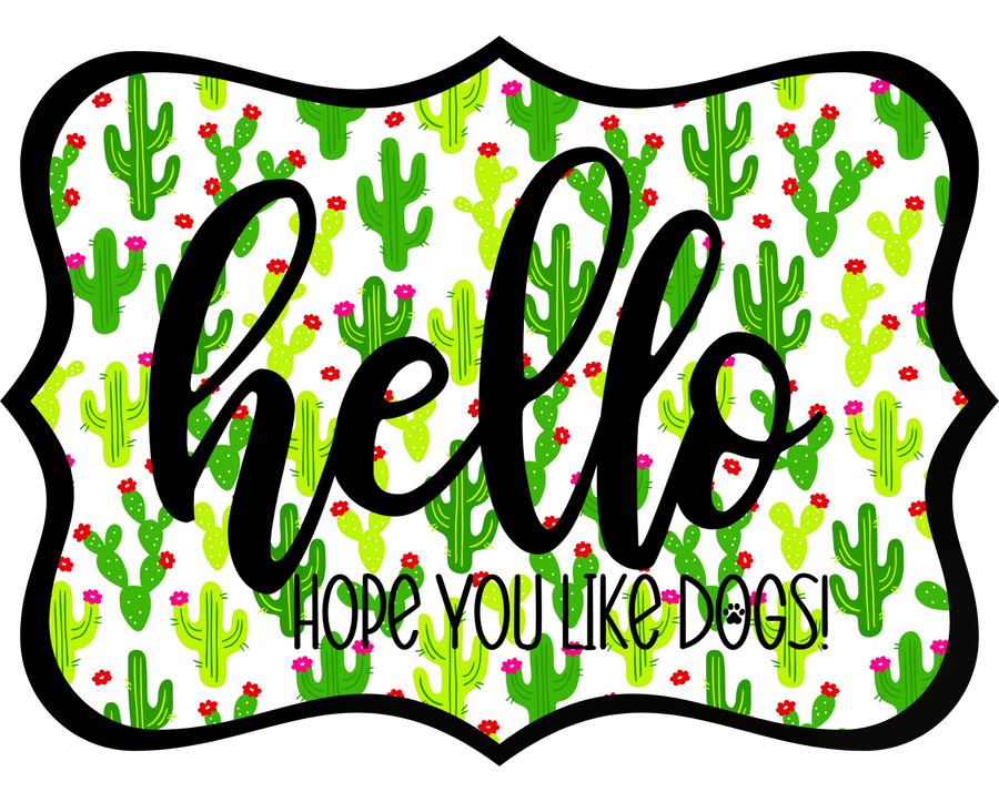 Hello Hope You Like Dogs 14" Wood Wreath Sign - DCO-W-1439