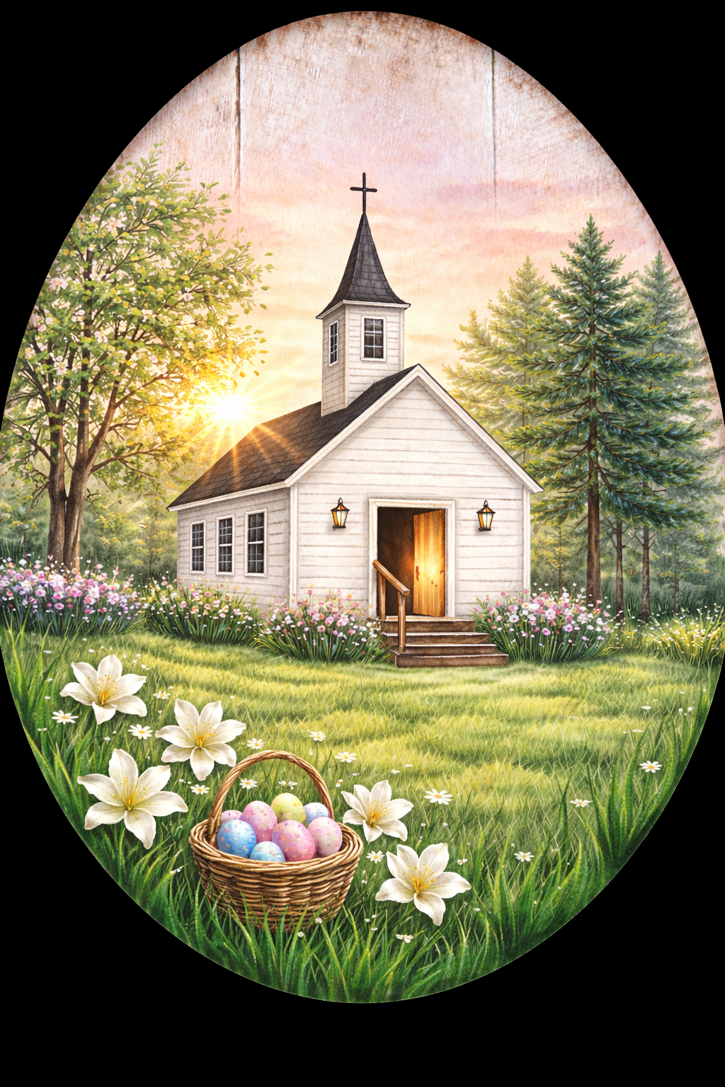 Religious Easter Egg 22" Wood Door Hanger - DCO-W-1484-DH