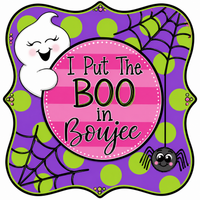 Thumbnail for Put the BOO in Boujee Halloween 12" Wood Wreath Sign - DCO-W-1533