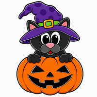Thumbnail for Cat and Pumpkin Halloween 12" Wood Wreath Sign - DCO-W-1535