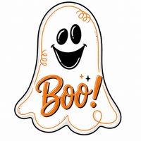 Thumbnail for Orange Boo Ghost 12" Wood Wreath Sign - DCO-W-1537