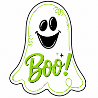 Thumbnail for Green Boo Ghost 12" Wood Wreath Sign - DCO-W-1539