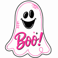 Thumbnail for Pink Boo Ghost 12" Wood Wreath Sign - DCO-W-1540