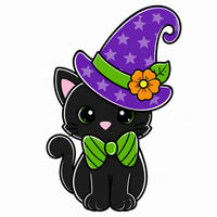Thumbnail for Halloween Cat 12" Wood Wreath Sign - DCO-W-1541