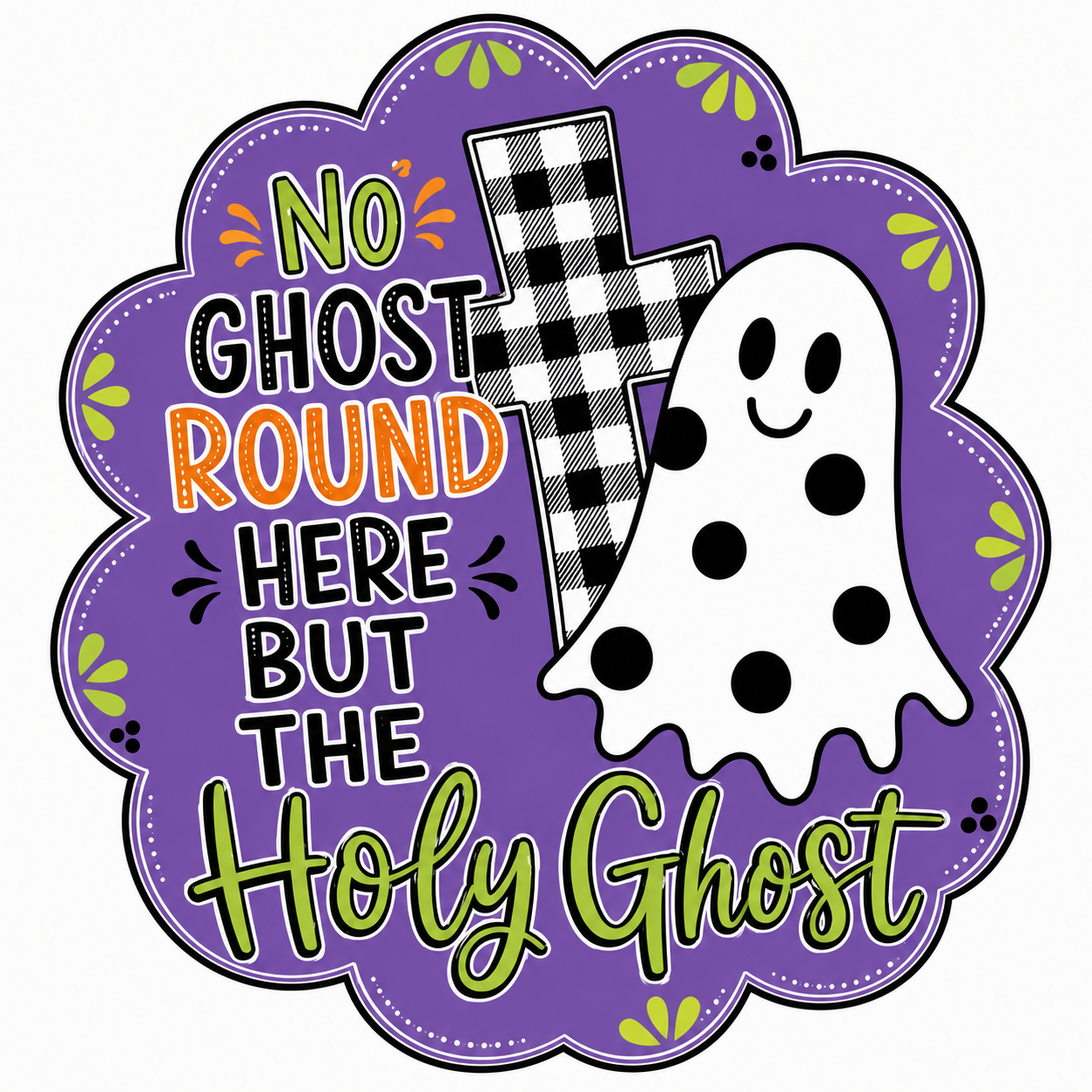 Purple Holy Ghost Halloween 12" Wood Wreath Sign - DCO-W-1544