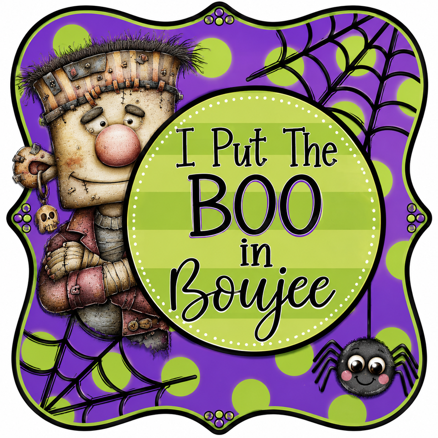 Cute Halloween Frankie 12" Wood Wreath Sign - DCO-W-1547