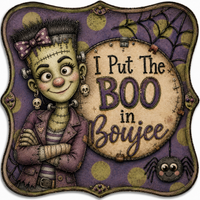 Thumbnail for Grunge Female Frankie Halloween 12" Wood Wreath Sign - DCO-W-1549