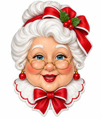 Thumbnail for Mrs. Claus with Red Bow 22" Wood Door Hanger - DCO-W-1551-DH