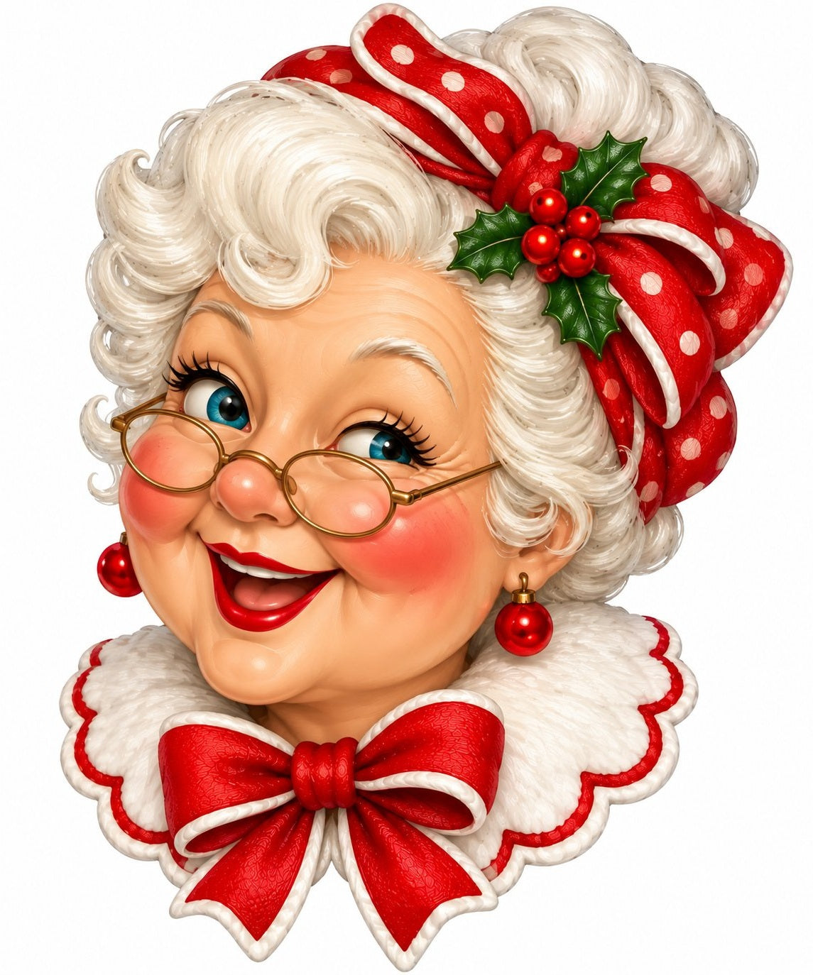 Polka Dot Mrs. Claus 22" Wood Door Hanger - DCO-W-1553-DH