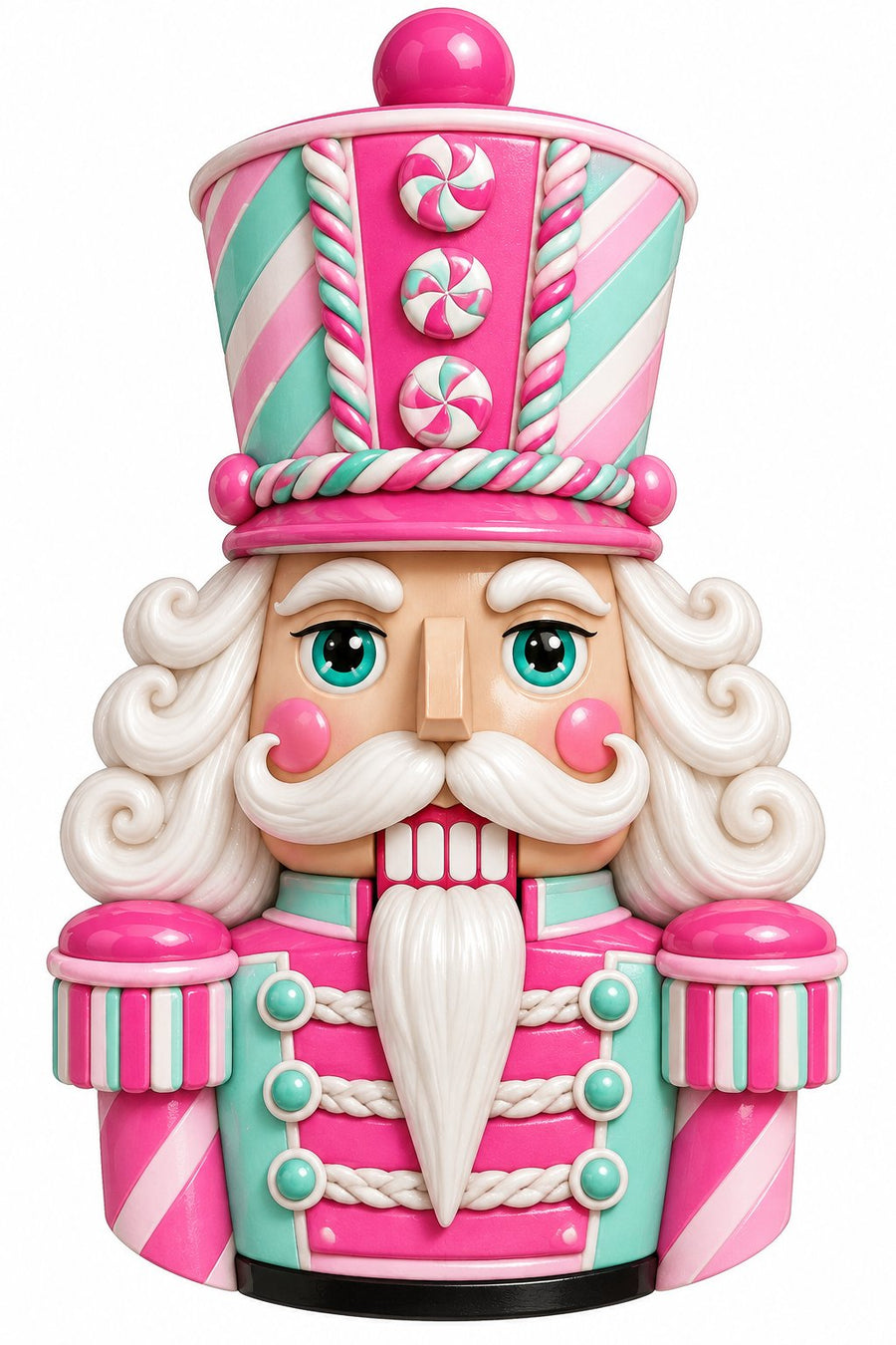 Pink Candy Stripe Nutcracker 14" Wood Wreath Sign - DCO-W-1555
