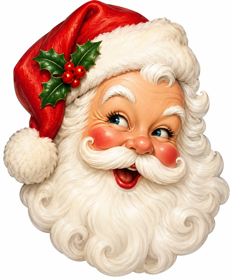 Vintage Santa with Holly 14" Wood Wreath Sign - DCO-W-1557