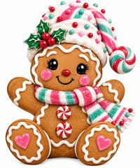Thumbnail for Pink Candy Gingerbread 14" Wood Wreath Sign - DCO-W-1561
