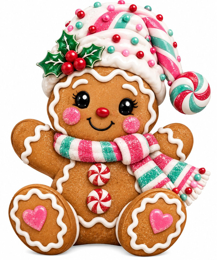 Pink Candy Gingerbread 14" Wood Wreath Sign - DCO-W-1561