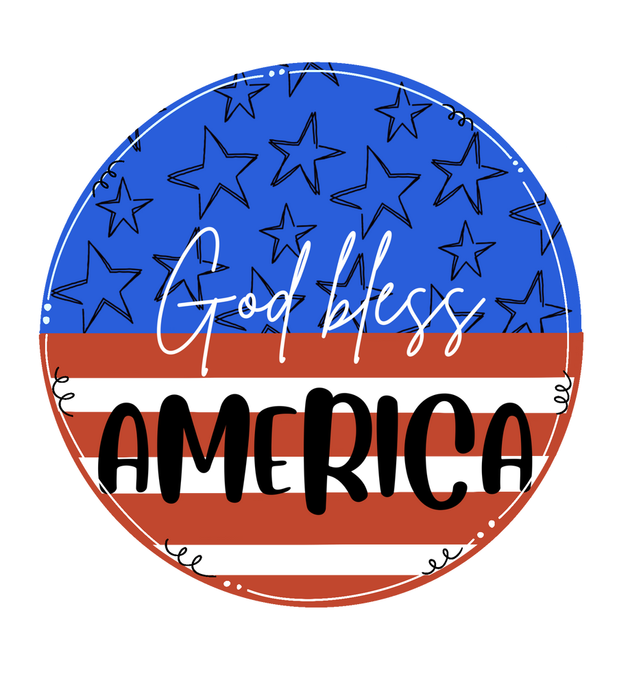 God Bless America 22" Wood Door Hanger - DCO-W-01189-DH