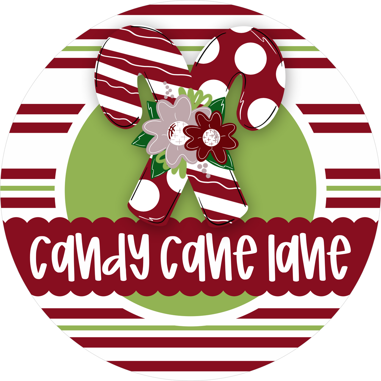 Christmas Sign, Candy Cane Lane, DECOE-5321-D, Sign For Wreath, 10" Wood Sign