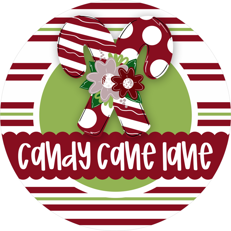 Christmas Sign, Candy Cane Lane, DECOE-5321, Sign For Wreath, 10" Metal Sign