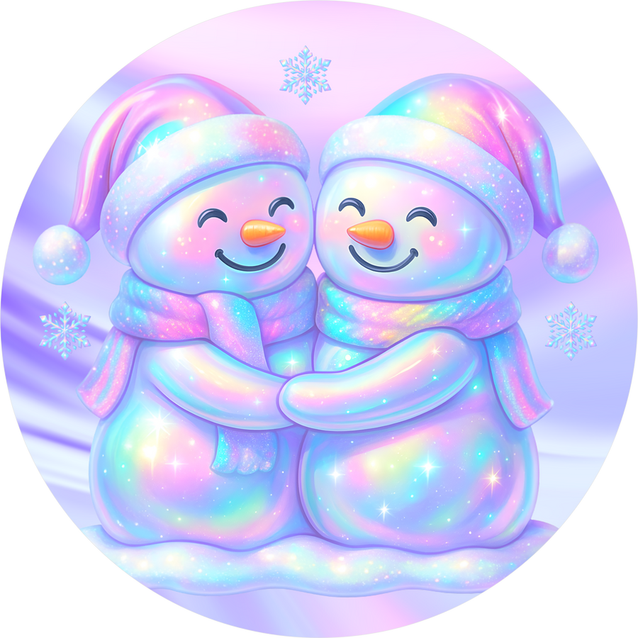 Snowman Sign, Iridescent Color, DECOE-5326-D, Sign For Wreath, 10" Wood Sign