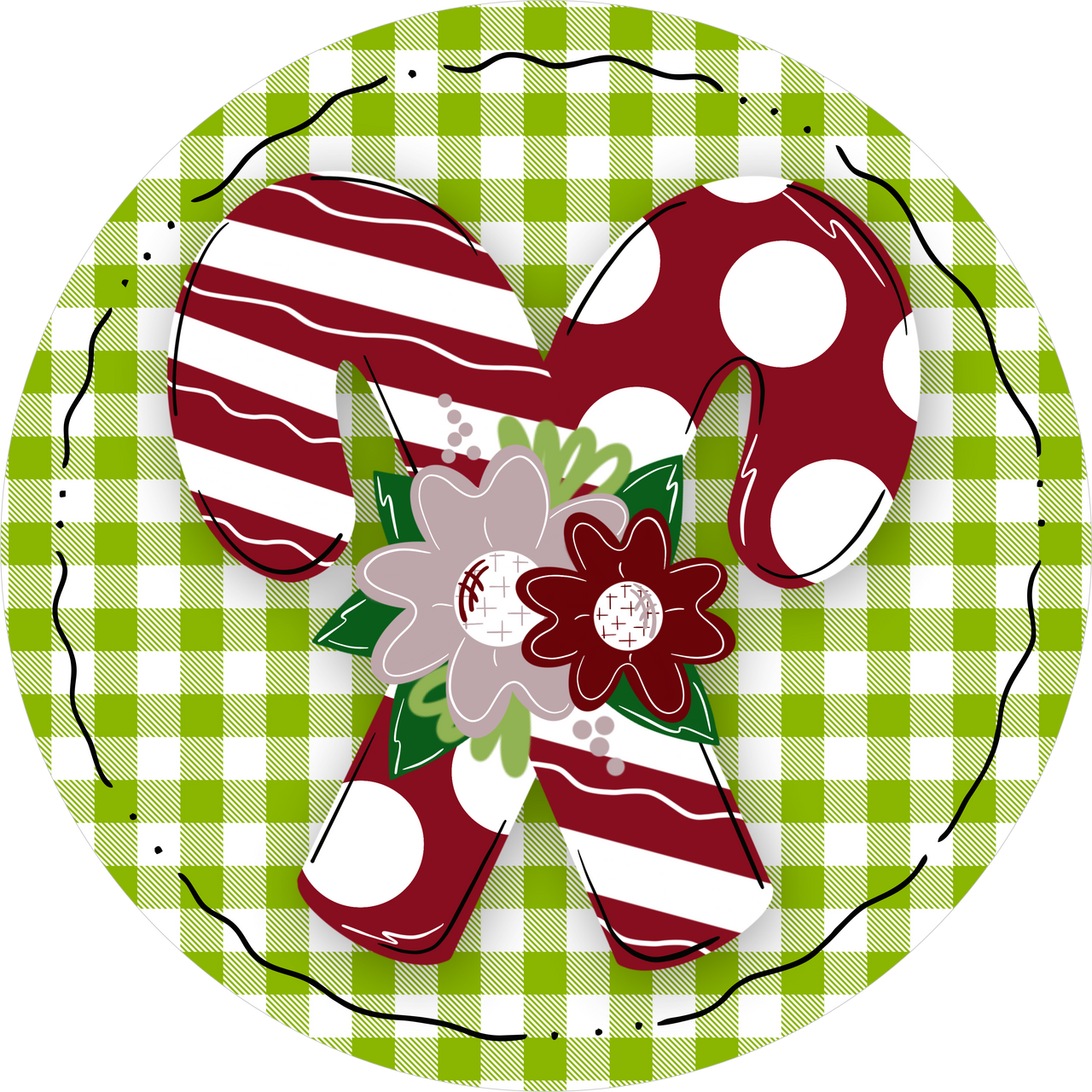 Christmas Sign, Candy Cane Sign, DECOE-5327-D, Sign For Wreath, 10" Wood Sign