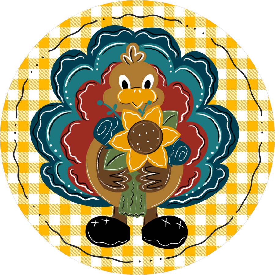 Fall Sign, Turkey, DECOE-5328, Sign For Wreath, 10" Metal Sign