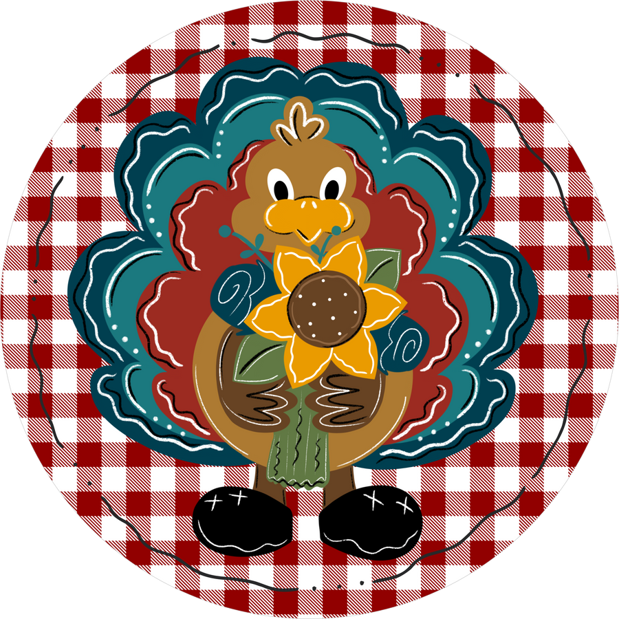 Fall Sign, Turkey Sign, DECOE-5329, Sign For Wreath, 10" Metal Sign