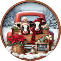 Thumbnail for Christmas Sign, Cow Sign, DECOE-5341-D, Sign For Wreath, 10
