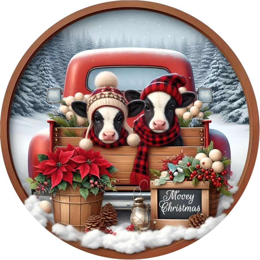 Christmas Sign, Cow Sign, DECOE-5341-DH, 18" Door Hanger