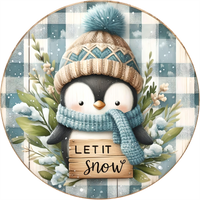 Thumbnail for Penguin Sign, Let It Snow, DECOE-5342-D, Sign For Wreath, 10