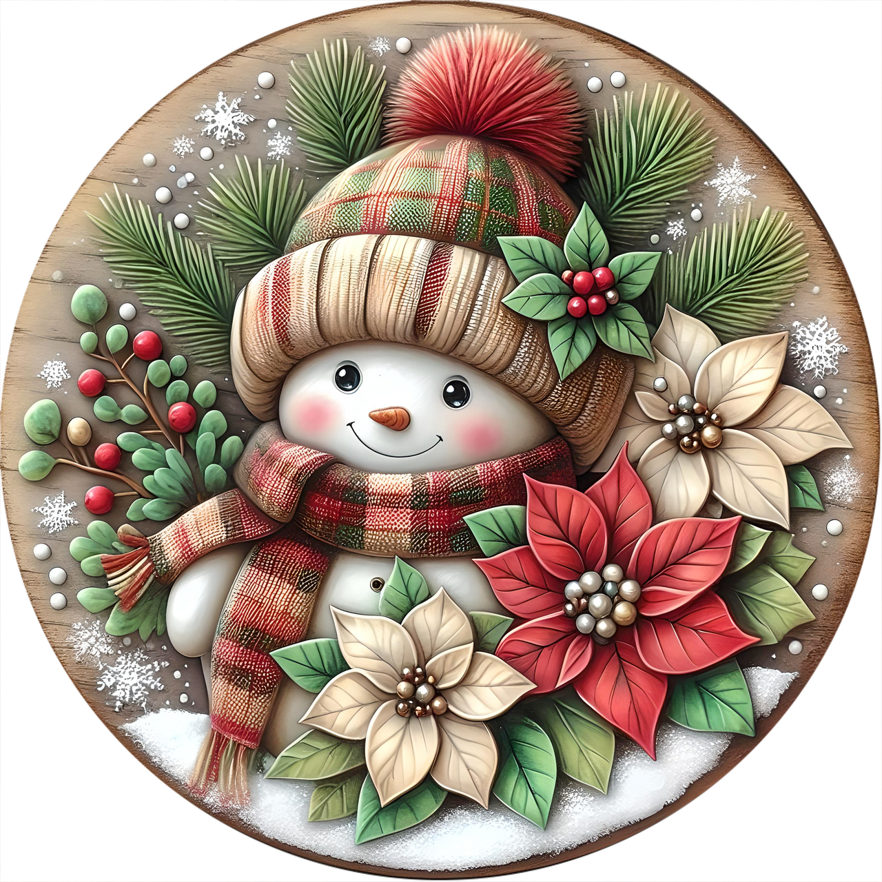 Snowman Sign, DECOE-5344-D, Sign For Wreath, 10" Wood Sign