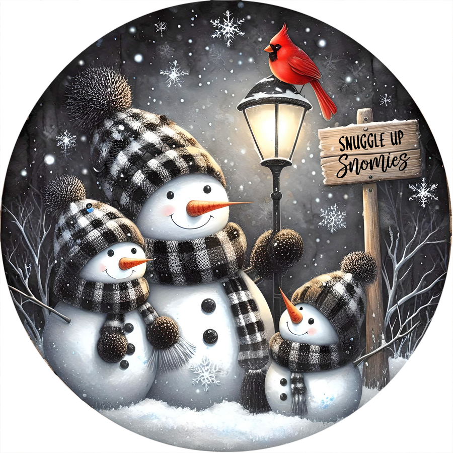 Snowman Sign, Snuggle Up, DECOE-5345, Sign For Wreath, 10" Metal Sign