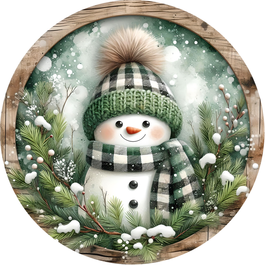Snowman Sign, DECOE-5346-D, Sign For Wreath, 10" Wood Sign