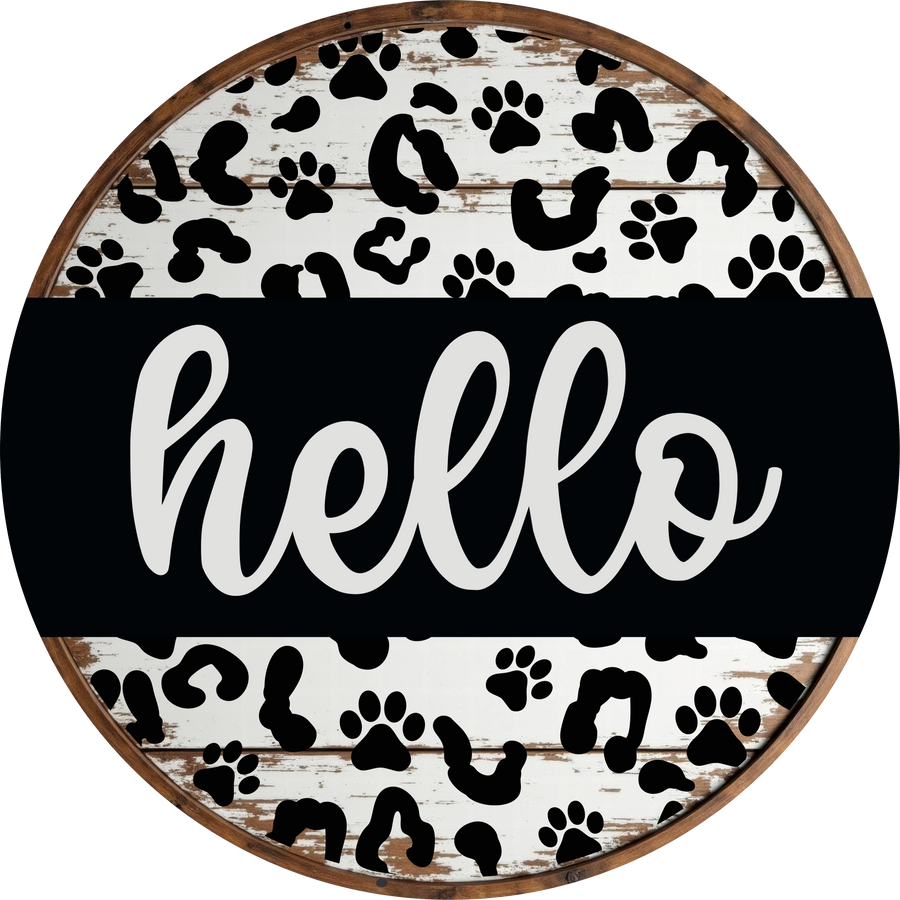 Dog Sign, Hello Sign, DECOE-5352, Sign For Wreath, 10" Metal Sign