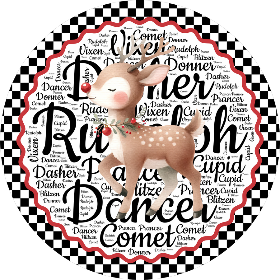 Christmas Sign, Reindeer Sign, DECOE-5357, Sign For Wreath, 10" Metal Sign