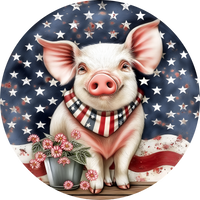 Thumbnail for Pig Sign, Patriotic Sign, DECOE-5358-D, Sign For Wreath, 10