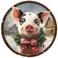 Thumbnail for Pig Sign, Christmas Sign, DECOE-5359-D, Sign For Wreath, 10