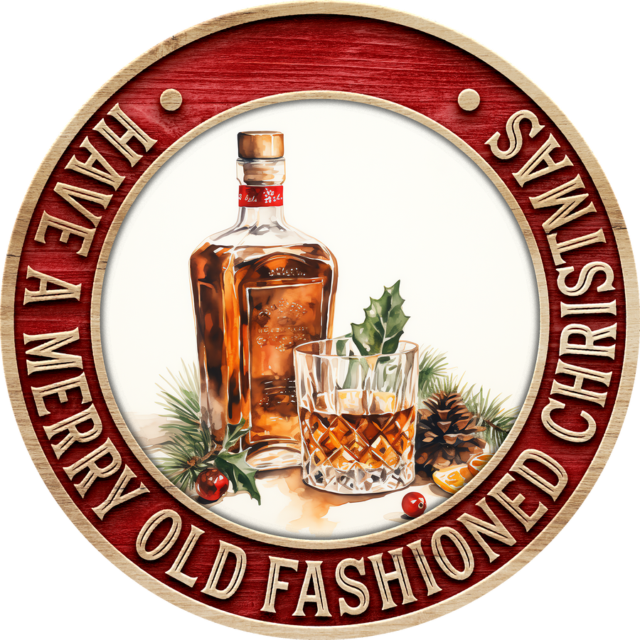 Christmas Sign, Old Fashioned Christmas, DECOE-5360, Sign For Wreath, 10" Metal Sign