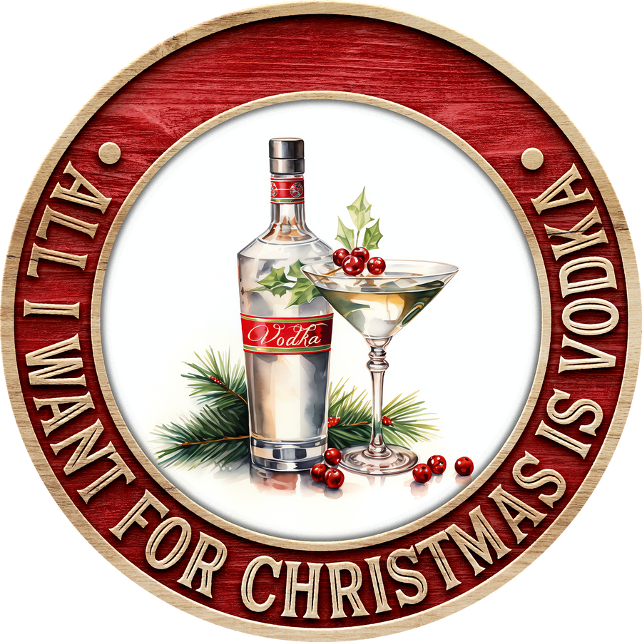 Christmas Sign, Vodka Christmas, DECOE-5364-DH, 18" Door Hanger