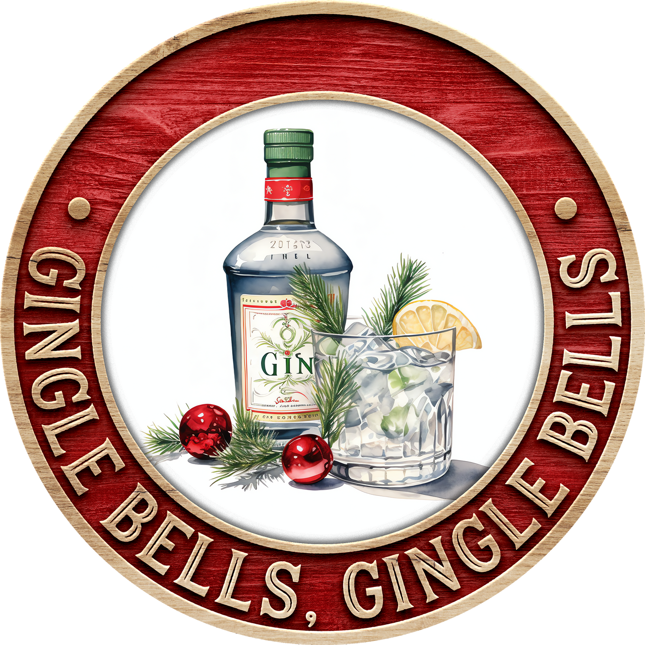 Christmas Sign, Gin Christmas, DECOE-5366-D, Sign For Wreath, 10" Wood Sign